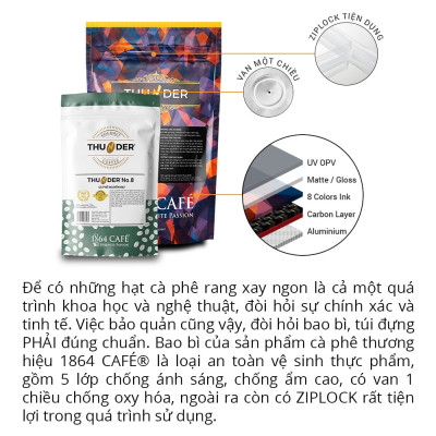 454g Cà Phê Bột Pha Phin Gu Việt Thunder No.7 - 1864 CAFÉ