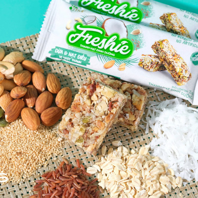 Set 3 thanh gạo lứt mix hạt dinh dưỡng Freshie 3 vị TÂM MINH FOODS ăn sáng thuần thực vật
