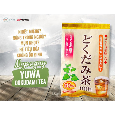Trà Diếp Cá Yuwa 100% Lá Diếp Cá Giải Nhiệt Giải Độc, Trừ Nắng Nóng Mùa Hè Yuwa Dokudami Tea 100% Gói 60 gói