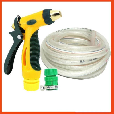 Bộ dây vòi xịt nước rửa xe,tưới cây tăng áp 3 lần 20M( nối nhựa xanh) 206317
