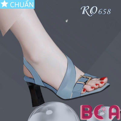 Sandal độc lạ hở mũi 7p RO658 ROSATA tại BCASHOP quai sau có phối thun thoải mái lại thời trang và sang trọng