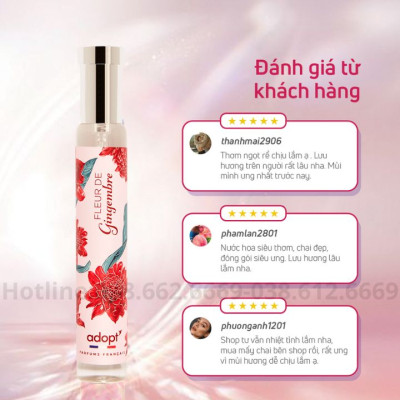 Nước hoa thùy tiên,nước hoa nữ chính hãng adopt Fleur De Gingembre hương tươi mát thơm lâu dung tích 30ml