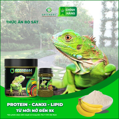 Thức ăn bò sát Iguana Baby GREENABC vị chuối dùng cho Iguana từ mới nở cho đến giúp tăng kích thước, lên màu đẹp, phòng chống MBD, teo đuôi – Hộp 230g