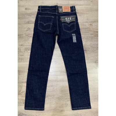 Quần Jean nam cao cấp ống đứng le511 màu xanh đen trơn vải co giãn xuất khẩu dáng slimfit