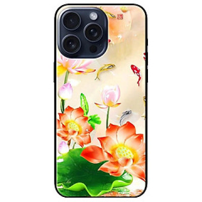 Ốp lưng dành cho Iphone 15 - Iphone 15 Plus - Iphone 15 Pro - Iphone 15 Pro Max - Sen Đỏ Và Koi - Hàng Chính Hãng