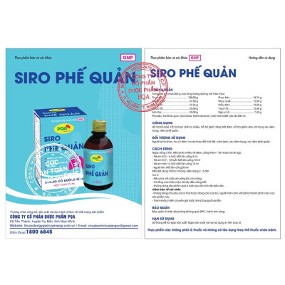 Phế Quản Không Đường Kính PQA Hỗ Trợ Hạn Chế Ho Nhiều, Tăng Tiết Đờm Và Đau Rát Họng Hộp 250ml