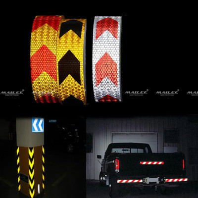 Băng Dính Phản Quang Cảnh Báo An Toàn Hình Mũi Tên 25m x 5cm, Dùng Dán Xe Ô tô, Thùng Xe Tải, Định Hướng An Toàn, chất liệu PVC Chống Thấm Nước - Mai Lee