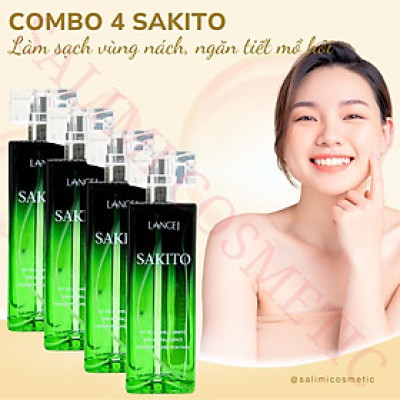 COMBO 4 Lọ Xịt Khử Mùi SAKITO LANCEJ 50ml, Sạch Vùng Nách, Ngăn Tiết Mồ Hôi, Không Ố Vàng Áo