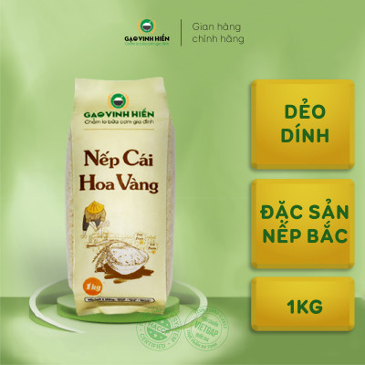 Nếp Cái Hoa Vàng Vinh Hiển Túi 1KG - Dẻo nhiều, thơm ngon