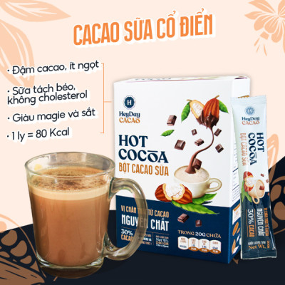 Bột cacao sữa Heyday - Hot Cocoa hộp 12 gói x 20g - Đậm vị chân thật từ cacao nguyên chất