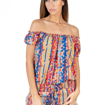 Jumpsuit Trễ Vai Vẽ Ánh Kim Isla Bonita