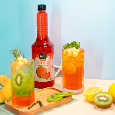 Siro dưa lưới Déli - 1 lít - đậm đặc, chuyên dùng pha chế trà trái cây, soda