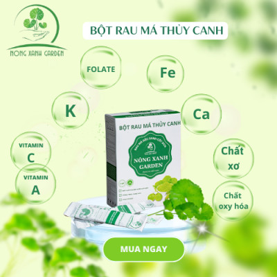 Nông Xanh Garden Bột Rau Má Thủy Canh Đậu Xanh Cốt Dừa Hộp 15 gói (10gram/1 gói) hòa tan uống liền, dễ uống, thanh nhiệt