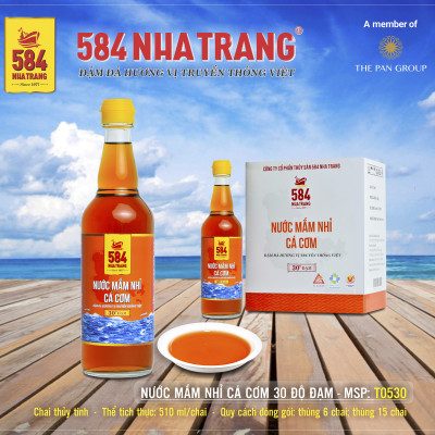 Nước mắm Nhỉ Cá cơm 584 Nha Trang - 30 độ đạm - Chai Thủy Tinh 510ml