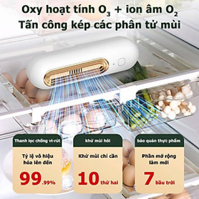 MáyKhử Mùi TủLạnh Mini Tích Hợp Oozone – Lọc Khônng Khíi & Diệt Khuẩn Hiệu Quả đèn trợ sáng