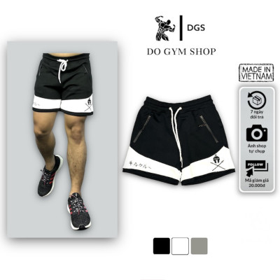 Quần đùi nam tập gym DO GYM SHOP quần ống rộng chất thun poly thoáng mát khi chơi thể thao