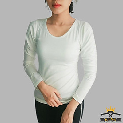 Áo thun tay dài nữ đen trắng trơn KING Áo dài tay nữ đen, dáng ôm, chất thun cotton lạnh mặc hè siêu mát W05