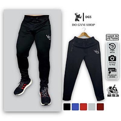 Quần tập gym nam dài DO GYM SHOP logo thêu, thun poly 4 chiều thoáng mát