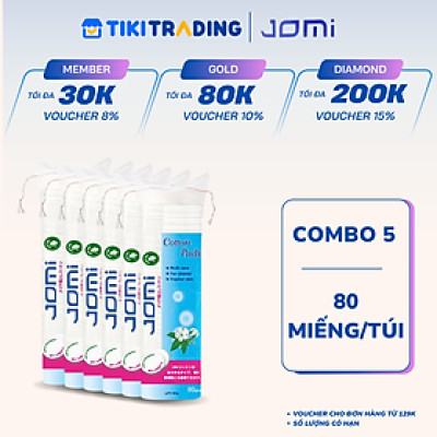 Combo 5 Bông Tẩy Trang Jomi (80 Miếng/Túi)