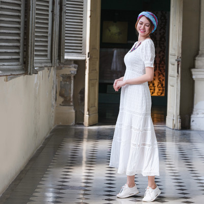 Đầm Maxi Trắng Đầm Maxi Đi Biển Thời trang thiết kế Hity DRE119 (Trắng Kim Cương)