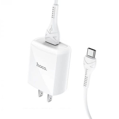 Bộ sạc 2.4A Hoco DC13 chuôi dẹt 1 cổng Usb kèm dây sạc Type-C dài 1M cho Android