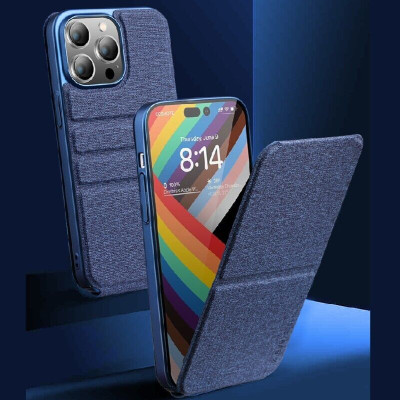 Case bao da ốp lưng canvas cho iPhone 14 Pro Max (6.7 inch) hiệu X-level Stand Journey bảo vệ camera, lật dọc kiêm giá đỡ điện thoại - hàng nhập khẩu