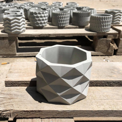 Chậu trồng sen đá , xương rồng, bonsai cây cảnh bằng xi măng Model Origami hình trụ tròn 11x8.5cm- Cement pots handmade Vintage / gift
