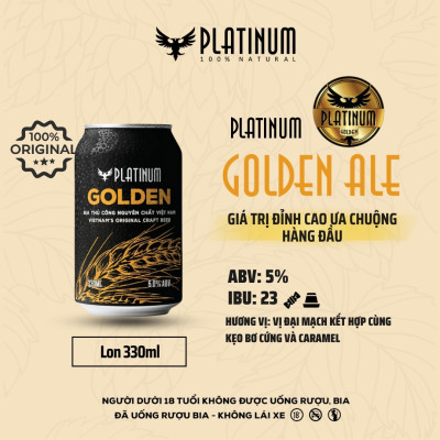 Bia Thủ Công Platinum Golden Ale Lon 330ml 5% Chính Hãng Bán Chạy Nhất