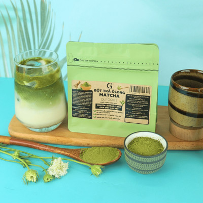 Bột Matcha trà Ôlong GUfoods (túi 50g) - Pha chế Barista, Giàu EGCG và chất chống oxy hóa, Vị umami tự nhiên, Eat clean, Healthy, Làm đẹp