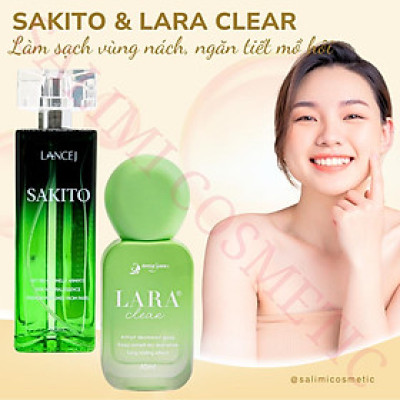 COMBO Xịt Khử Mùi Hôi Nách SAKITO 50ml & LARA CLEAR 40ml, Khử Mùi Toàn Thân, Ngăn Tiết Mồ Hôi
