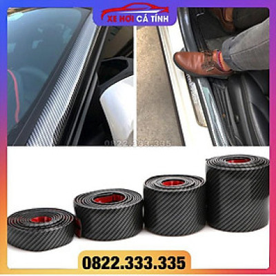 2.5m Miếng dán bảo vệ chống trầy trang trí nội thất ngoại thất ô tô xe máy 3D carbon viền bạc - rộng 5 cm / 7 cm
