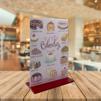 Kệ menu nhà hàng, Standee mica để bàn, Bảng quét mã QR Code, Kệ mica 2 mặt Enter E09 100x210mm đế lùa