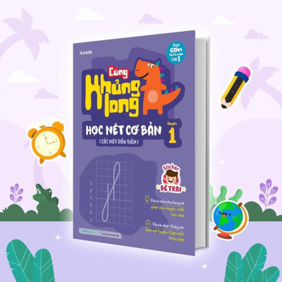 Sách - Cùng Khủng Long Học Nét Cơ Bản - Nét, Số, Chữ Cái Đầu Tiên - Combo 3 Cuốn - Tặng Kèm Sticker Bé Trai - Megabook