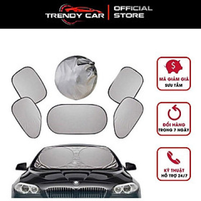 Rèm chắn nắng cho Ô tô Bộ 6 Tấm Chắn Nắng 2 lớp vài tráng bạc phản tia UV 99% cho xe hơi