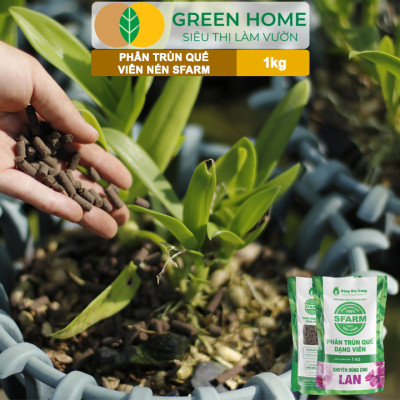 Phân Trùn Quế Viên Nén Greenhome, Sfarm, Bao 1kg, Dinh Dưỡng Hữu Cơ, Không Mùi, Tốt Cho Lan, Bonsai, Rau, Cây Ăn Trái