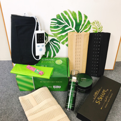 Combo Bộ ủ nóng tan mỡ Slimming body II cải tiến  + Đai siết eo S-Shape + Kem tan mỡ Simming Day Collagen - tặng kèm đai eo đình định
