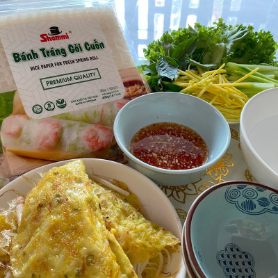 Combo 5 Bánh tráng gỏi cuốn Shammi tròn size 22cm túi 400g (Bánh tráng cuốn xuất khẩu)