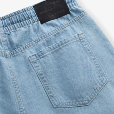 Quần Short Jean ROUTINE Nam Lưng Thun Trơn Ống Rộng Form Loose - 10S24DPS002 | LASTORE MENSWEAR