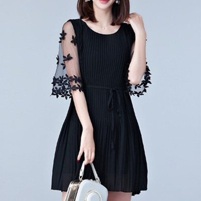 Đầm suông nữ tay ren hoa xinh xắn 36