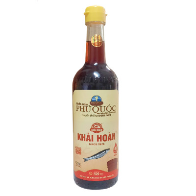 Nước mắm Khải Hoàn Phú Quốc 40-43 độ đạm 520ml thùng 12 chai thủy tinh