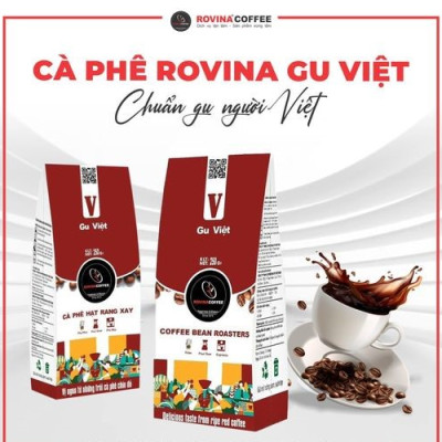 Cà Phê Rovina Gu Việt-  Pha Máy -  Gói 250gr ( Nguyên Hạt)  Mùi Thơm Quyến Rũ, Đậm Đà Đúng Chuẩn Gu Việt.