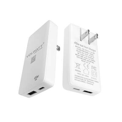 Củ sạc nhanh siêu mỏng Volwatt GE-45GS-C-A-MF 45W GaN Fast Charger - Hàng Chính Hãng Full box