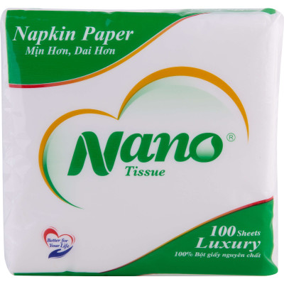 [Mua 10 tặng 1] Khăn giấy rút lụa Nano Napkin 100 tờ, Giấy ăn khô vuông siêu dai cao cấp mềm dai an toàn - Nano Tissue