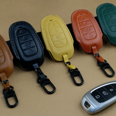 Bao da ép phom Handmade chìa khóa xe ô tô Hyundai SANTAFE da bò thât giá tận xưởng (có bán sỉ) - hàng chính hãng