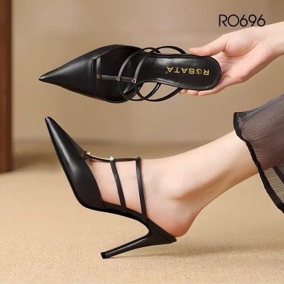 Dép sục cao gót nữ gót nhọn ROSATA RO696 -8F- Đen, Đỏ - HÀNG VIỆT NAM-BKSTORE