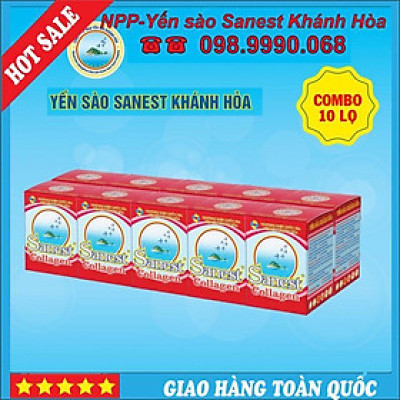 [Combo 10 lọ] Nước Yến sào Khánh Hòa Sanest Collagen đóng lọ 70ml - 770-21%