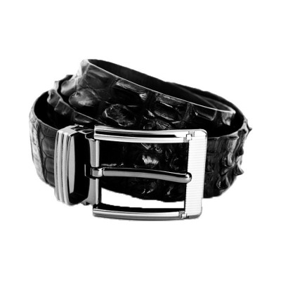 HC4709-10-11-12 - Thắt lưng nam da cá sấu Huy Hoàng gai lưng 4P đầu kim màu đen, nâu đất, nâu đỏ, vàng bò