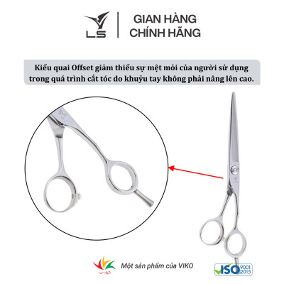 Kéo cắt tóc LS JP-601 lưỡi thẳng quai offset phẳng đỡ ngón tháo rời-tặng bao da và bộ vệ sinh kéo