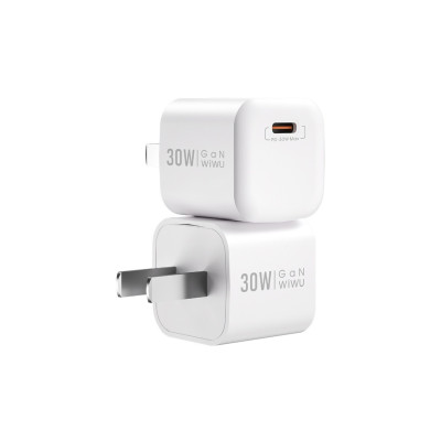 Củ sạc nhanh Wiwu Nano Gan PD Fast Charger Wi-U006 cho điện thoại, sạc nhanh 30W, có cổng sạc chân type c - Hàng chính hãng
