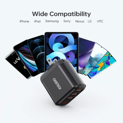 Củ sạc Choetech Q5009 3 cổng USB A có màn hình hiển thị điện áp (Hàng chính hãng)
